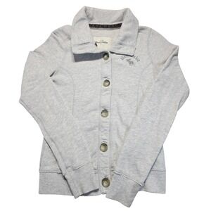 Abercrombie Kids Y2K Gray Button Front Sweatshirt Jacket‎ Moose Logo Size M Kids